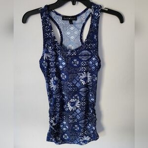 Derek Heart Blue Print Racerback Tank Top – Size Small